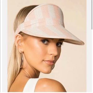 Brixton Hats NWT Monroe Visor in Linen Pink/White  100% Linen